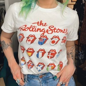 The Rolling Stones Distressed Cropped Tee